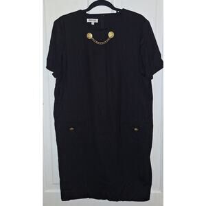 Vintage Depeche Mode S 12 Black Dress With Gold Buttons Dark Academia Nautical‎